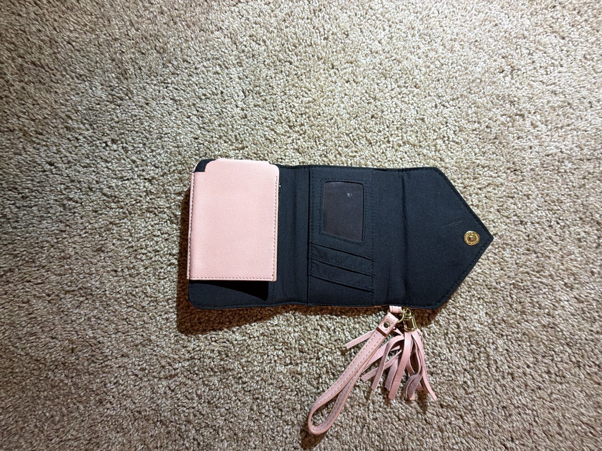 Guess Pink Debossed G Logo Envelope Trifold Wristlet Wallet with Tassel 3