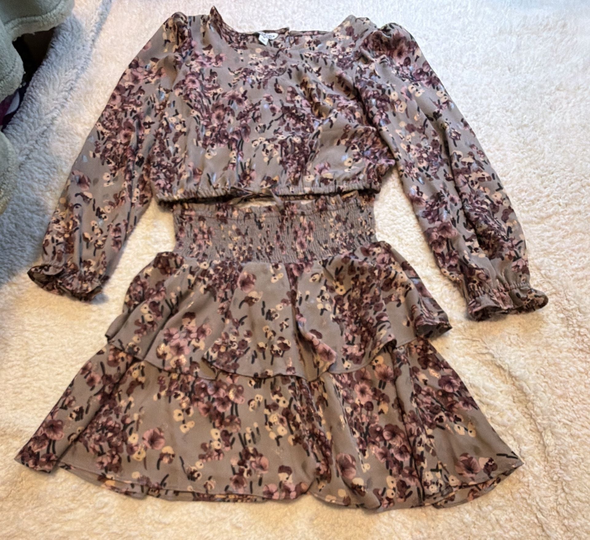 Pippa & Julie Girls Floral Sparkle Crop Top and Tiered Skirt Two-Piece Set Size 14 2