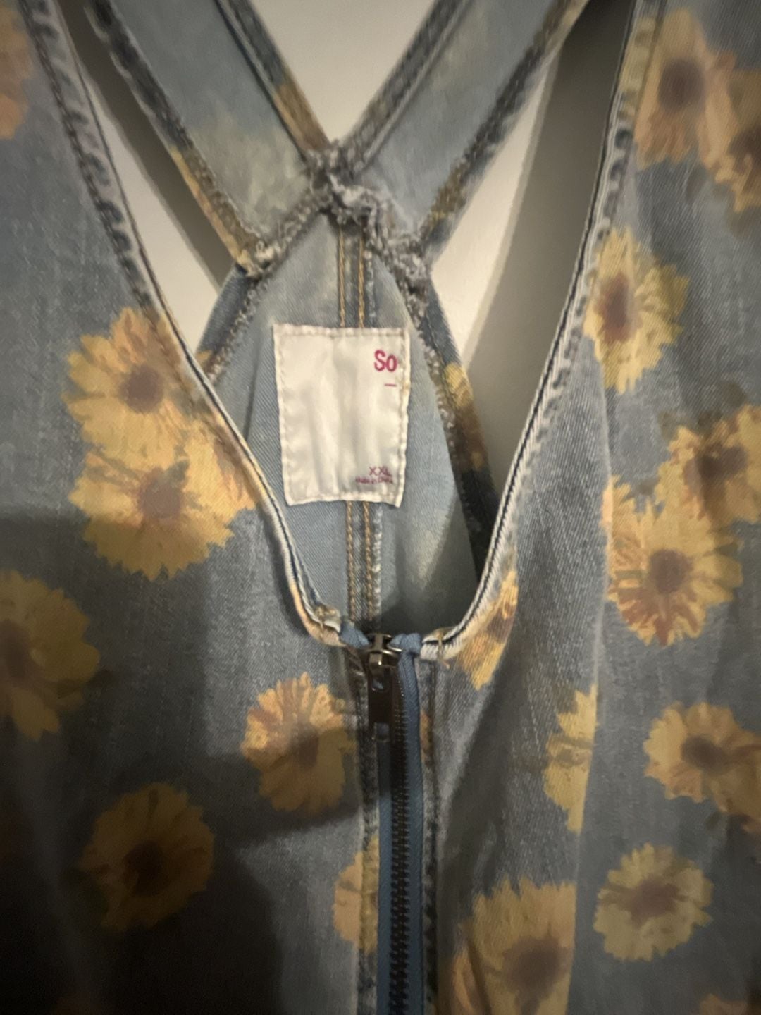 SO Sunflower Denim Overall Dress Size XXL 3