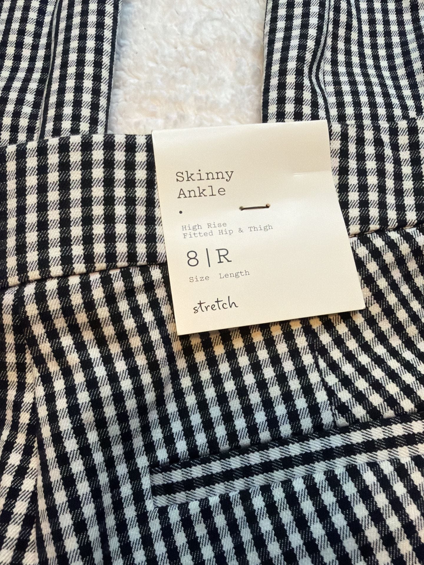 A New Day Black and White Gingham Skinny Ankle Pants Size 8R 6