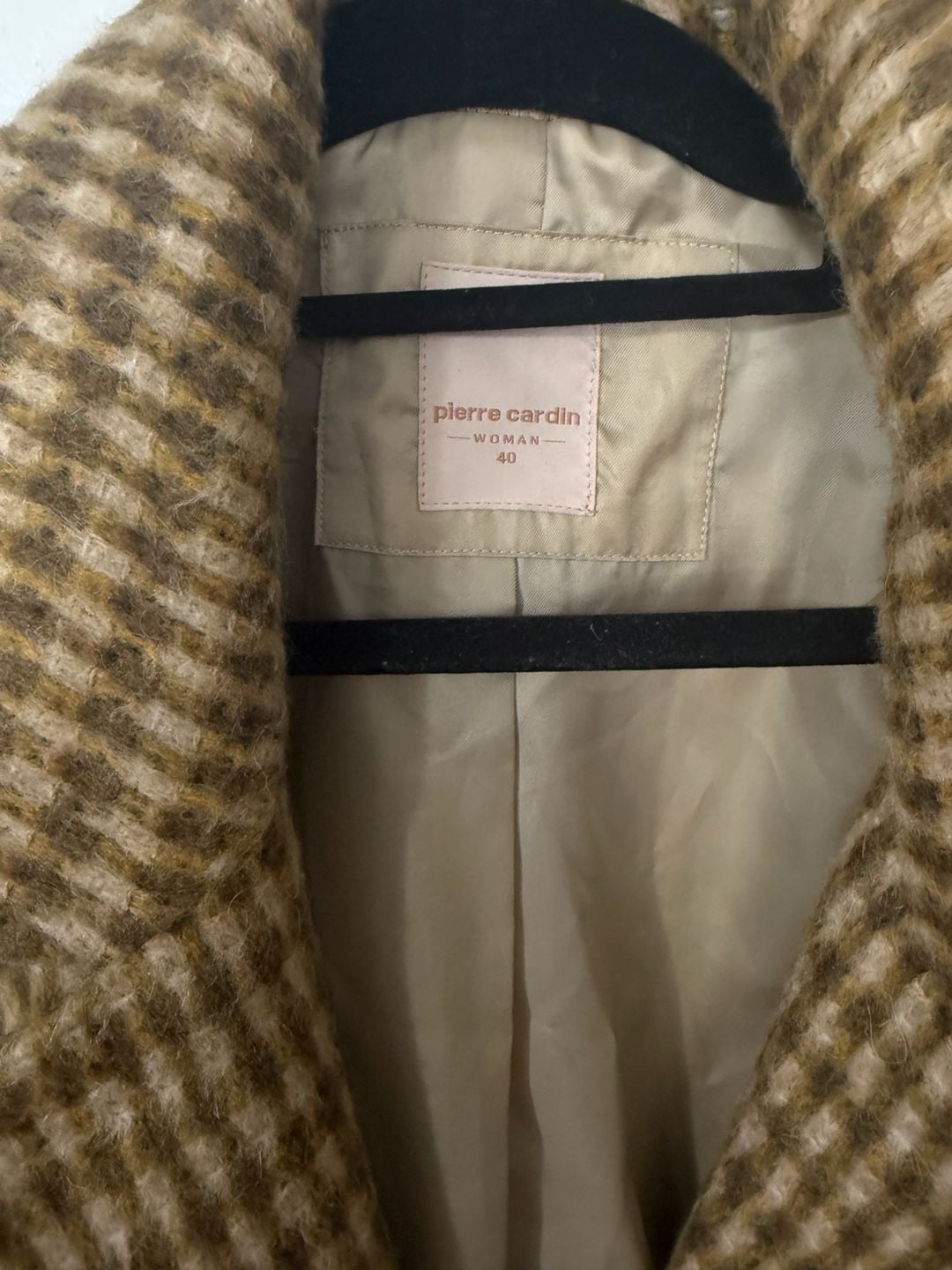 Pierre Cardin Woman Brown Houndstooth Wool Blend Coat Size 40 5