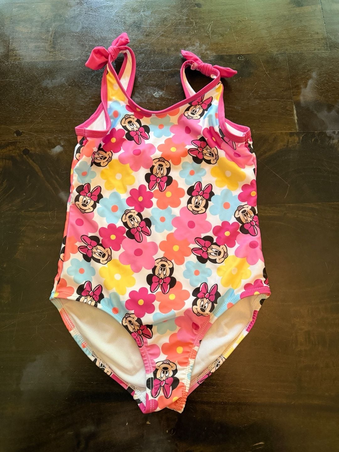 Disney Junior Minnie Mouse Girls One Piece Swimsuit Size 6X Pink Floral 1