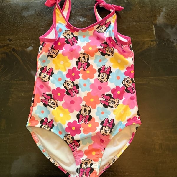 Disney Junior Minnie Mouse Girls One Piece Swimsuit Size 6X Pink Floral