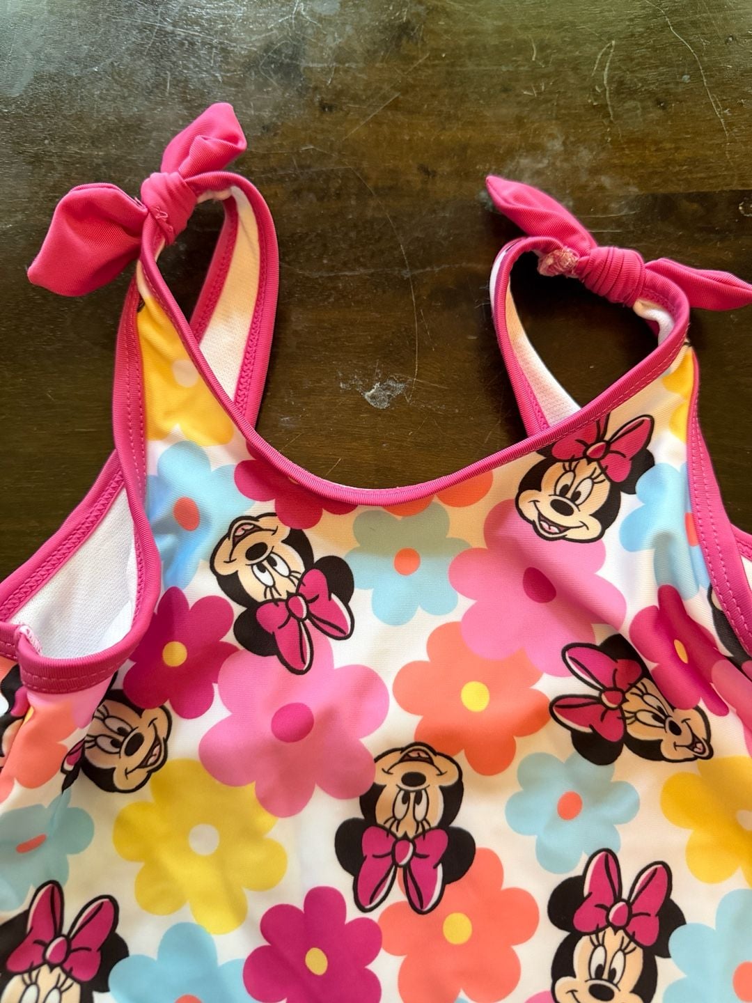 Disney Junior Minnie Mouse Girls One Piece Swimsuit Size 6X Pink Floral 2