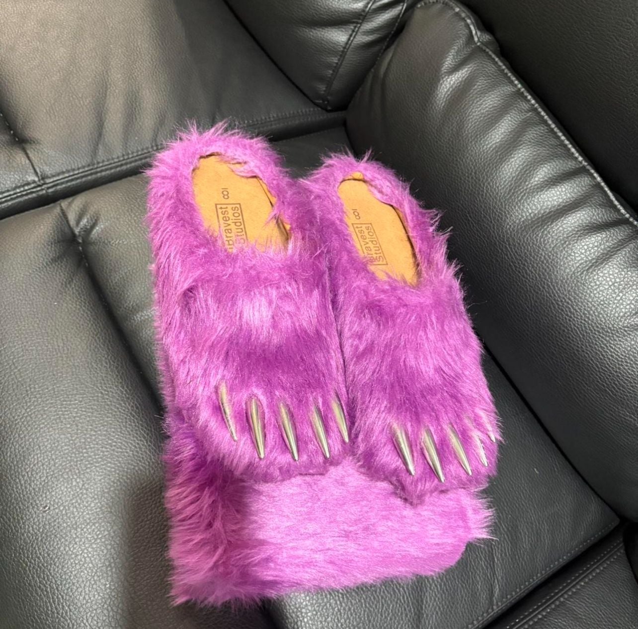 Bravest Studios Purple Bear Claw Mules with Metal Claws 2