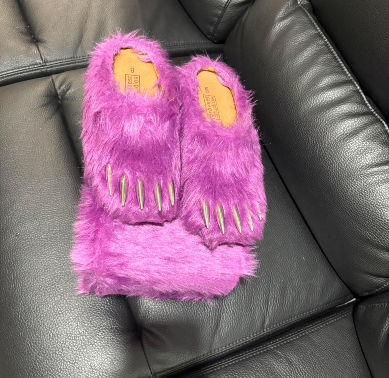Bravest Studios Purple Bear Claw Mules with Metal Claws 4