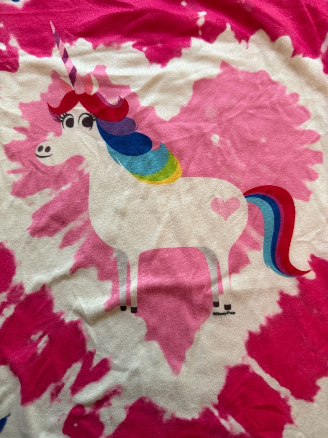 Disney Inside Out Rainbow Tie Dye Unicorn Girls T-Shirt Size L 10/12 3