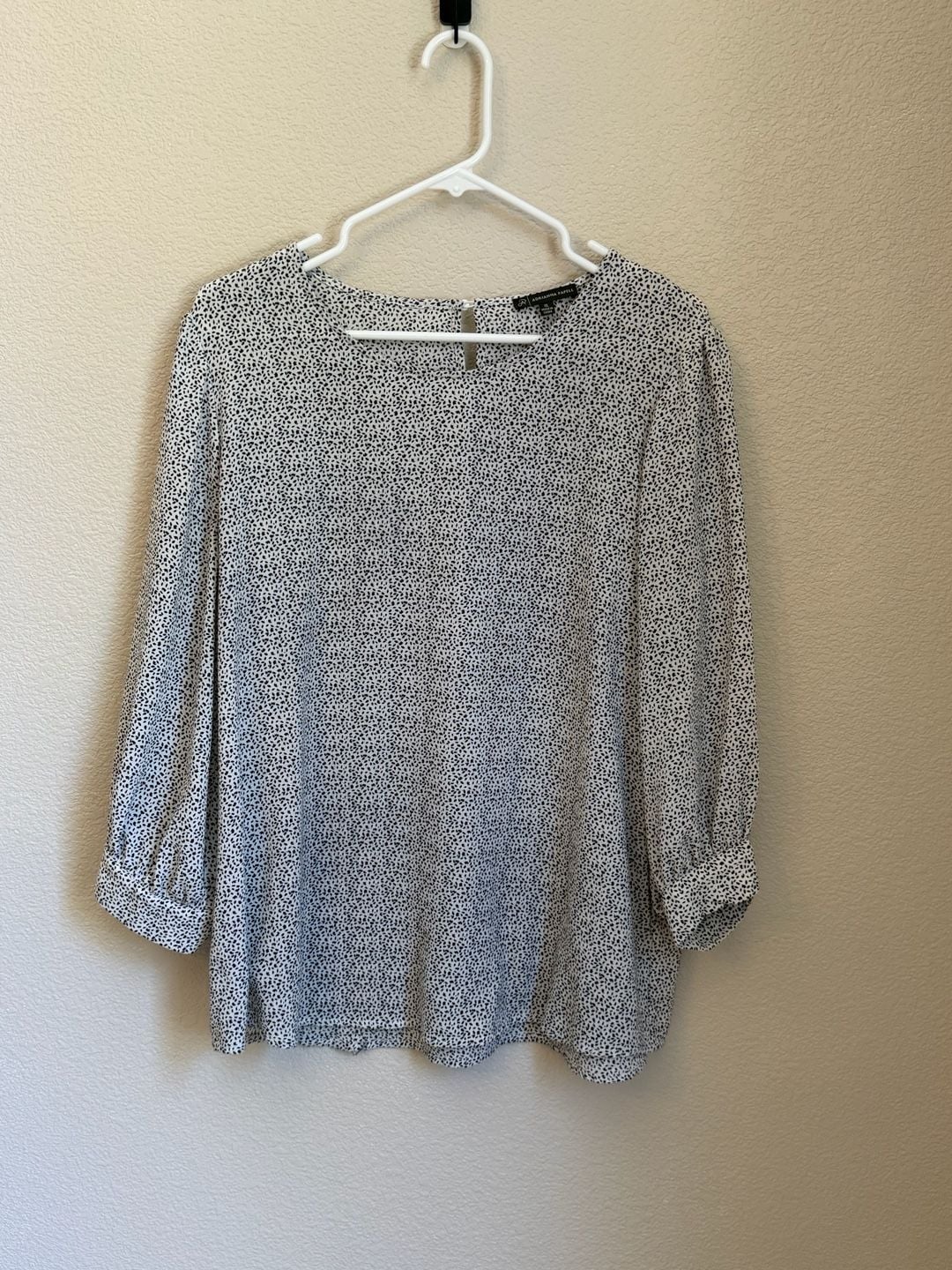 Adrianna Papell Black and White Print Blouse Size XL 2