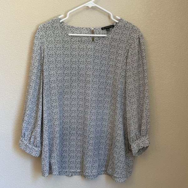 Adrianna Papell Black and White Print Blouse Size XL