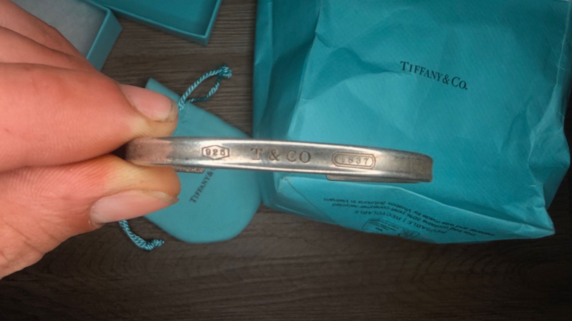 Tiffany & Co. 1837 Interlocking Circle Cuff Bangle Bracelet in Sterling Silver 6