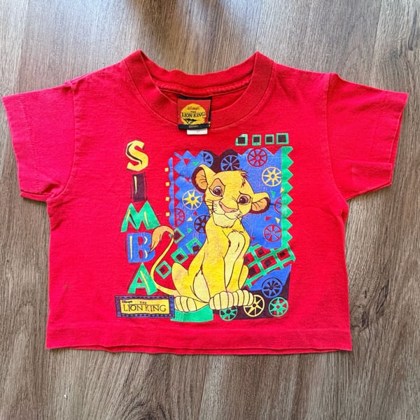 Vintage 1990s Disney The Lion King Simba Graphic T-Shirt Red Size 4T