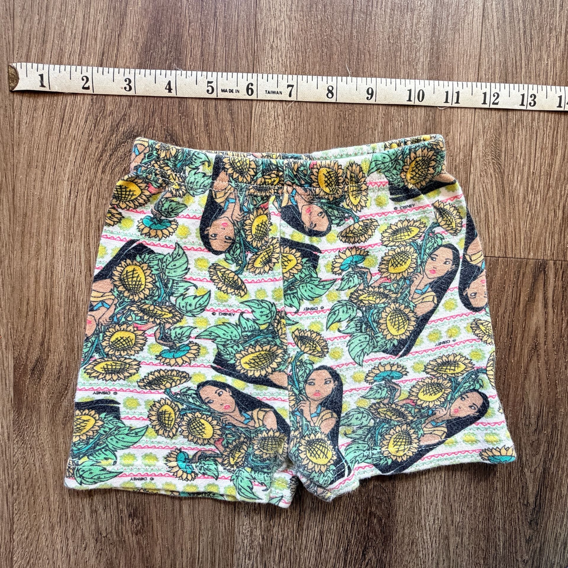 Vintage 1990s Disney Pocahontas Sunflower Underwear Set Top And Shorts Size 5 6