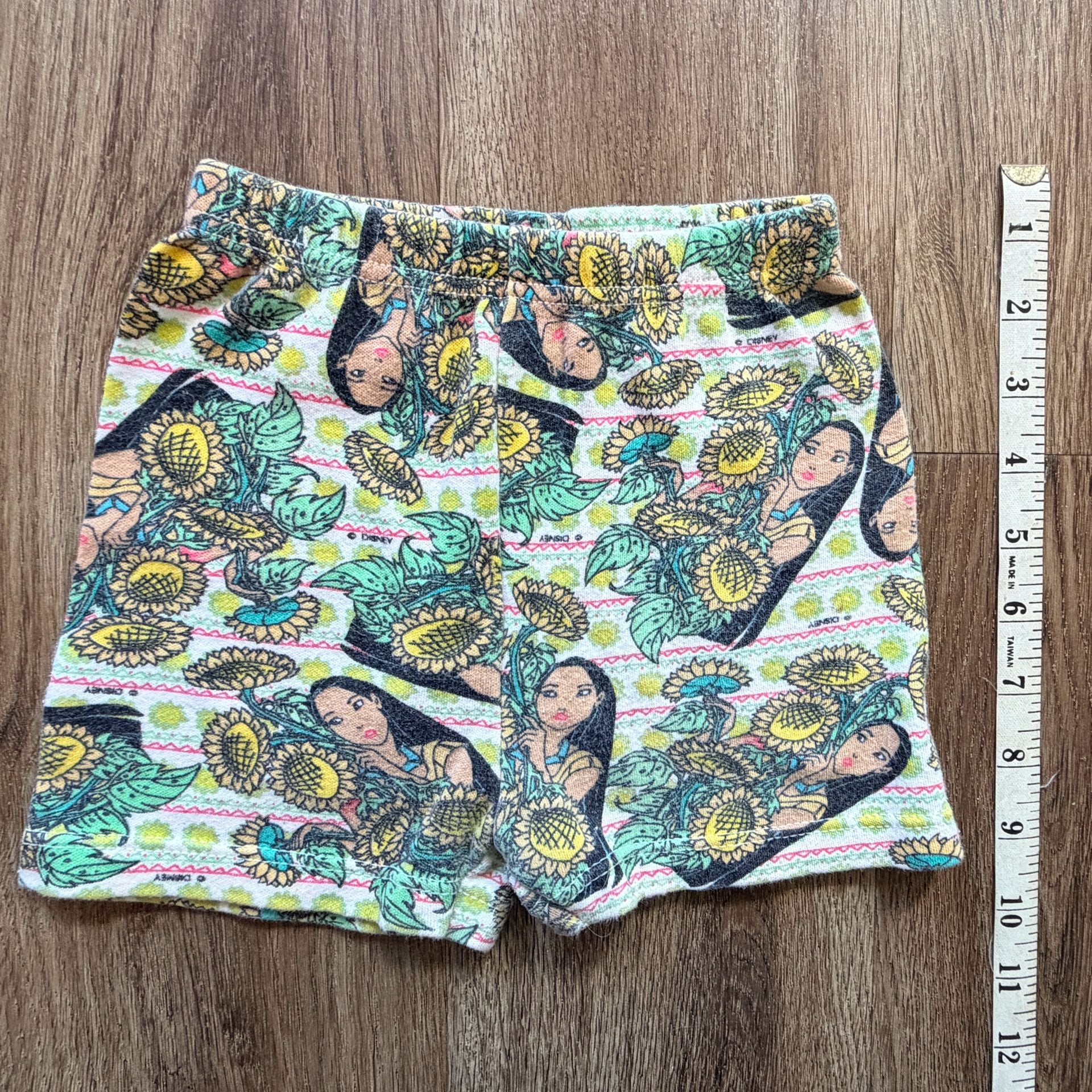 Vintage 1990s Disney Pocahontas Sunflower Underwear Set Top And Shorts Size 5 7