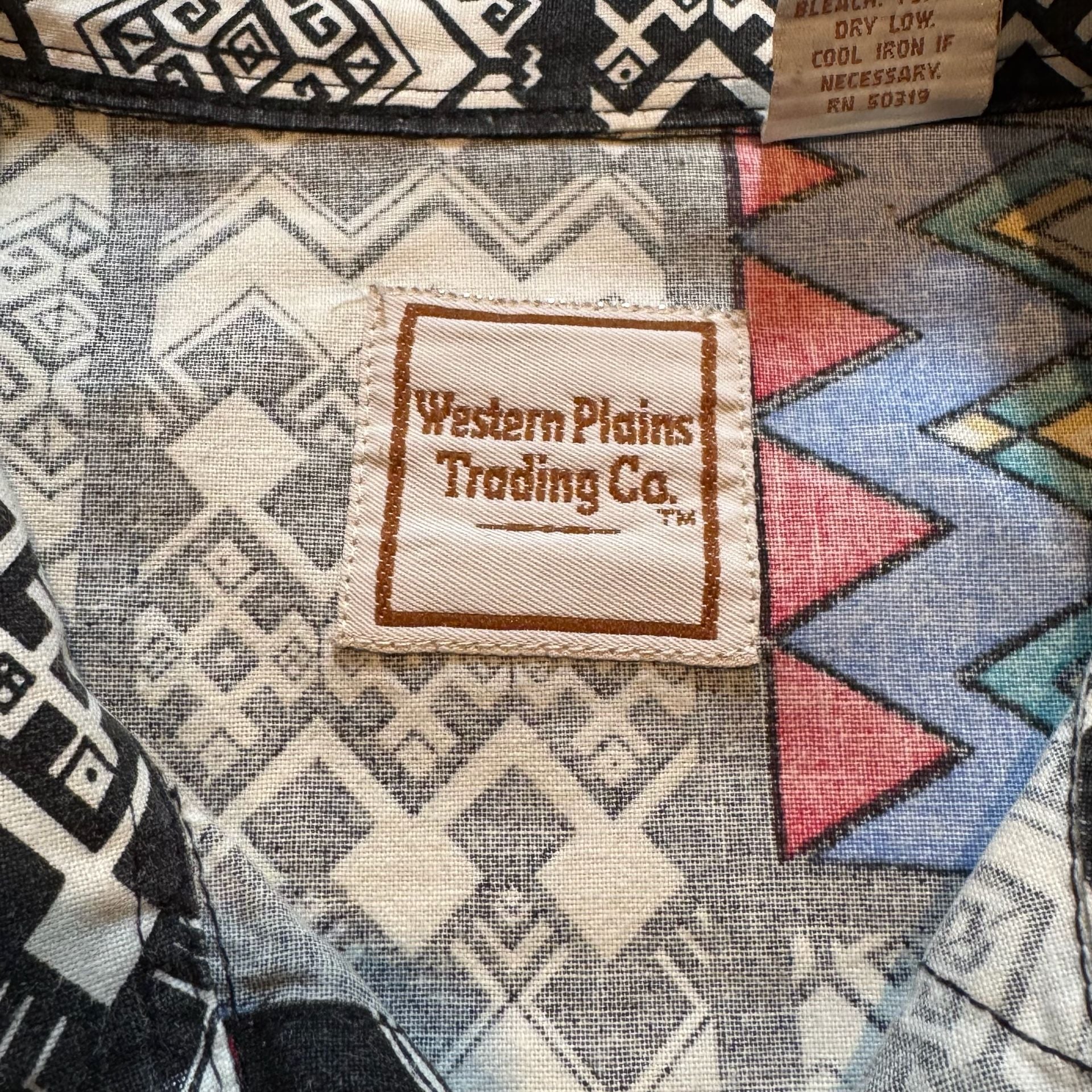 Vintage Western Plains Trading Co Shirt Mens L Aztec Geometric Southwestern 90s 5