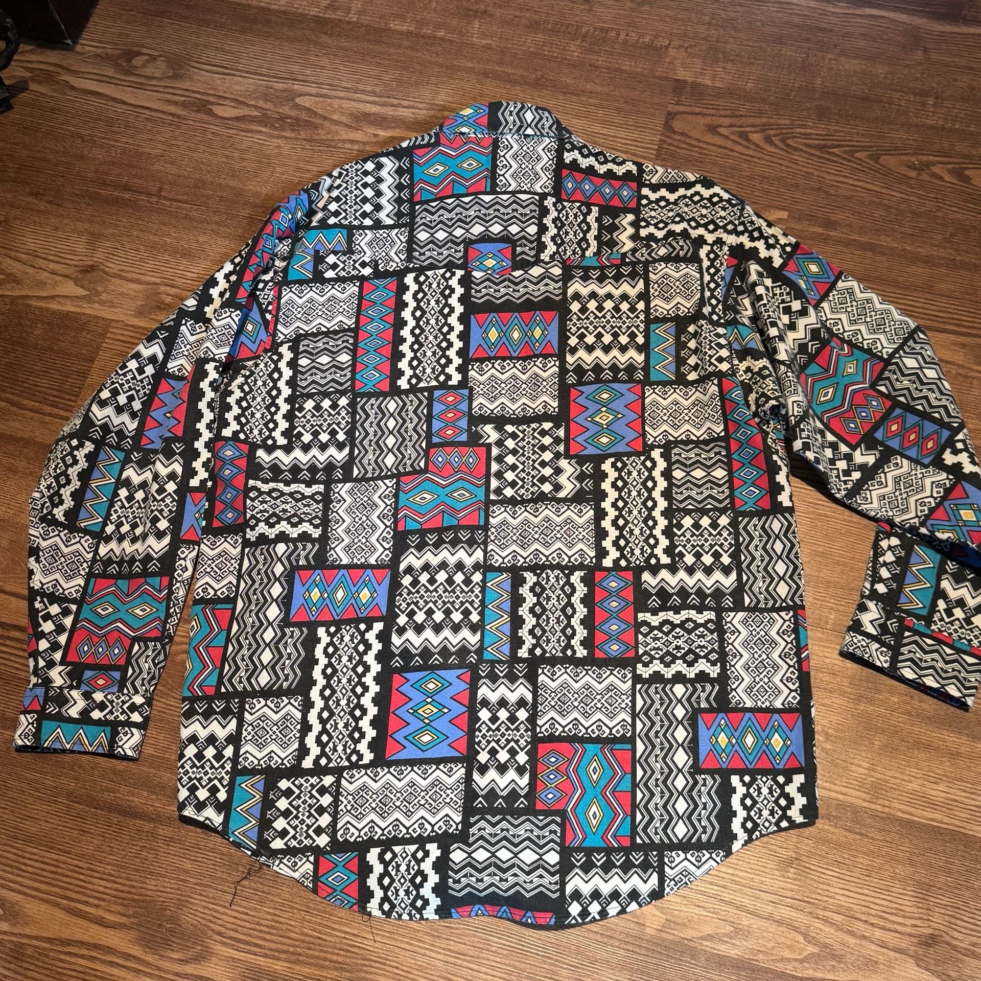 Vintage Western Plains Trading Co Shirt Mens L Aztec Geometric Southwestern 90s 10
