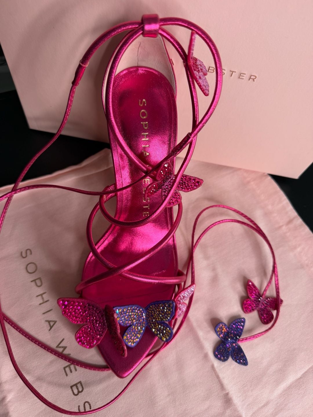 Sophia Webster Vanessa Pretty Pink Crystal Butterfly Sandals EU 40 MSRP $880 5