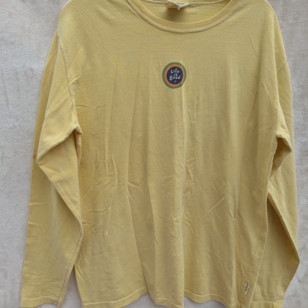 Life is Good Long Sleeve T-Shirt Yellow Size L