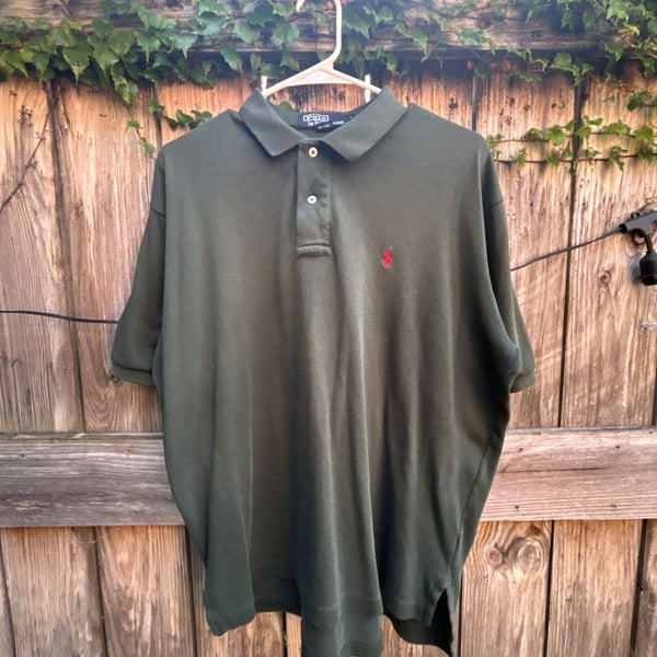 Vintage Polo Ralph Lauren Green Cotton Pique Short Sleeve Polo Shirt