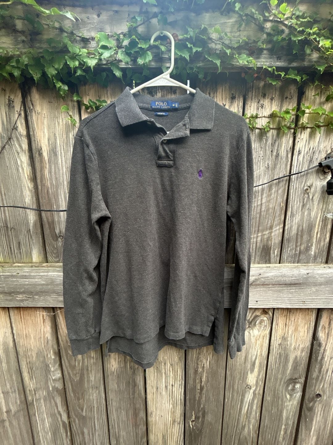 Polo Ralph Lauren Custom Fit Long Sleeve Polo Shirt Gray Medium 2