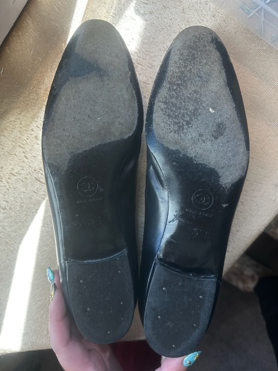 Chanel Vintage Black and Red Leather Cap Toe Low Heel Pumps Flats with Box 8