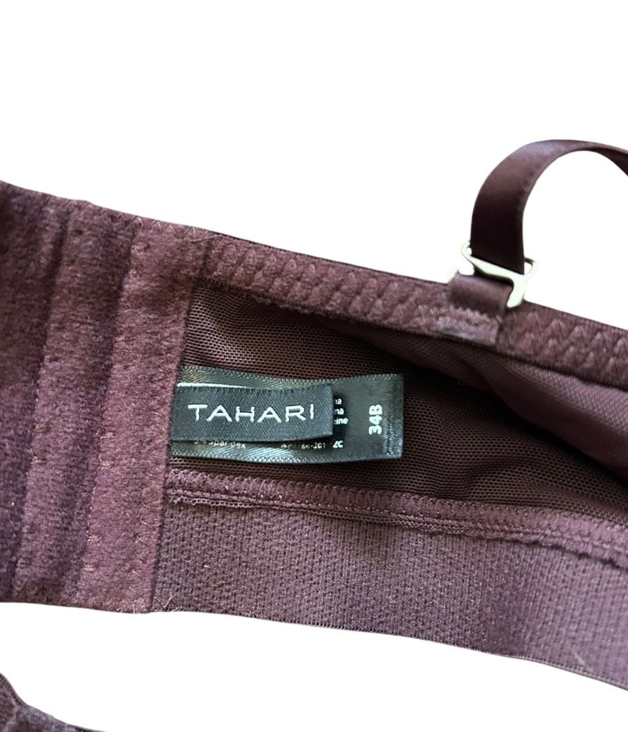 TAHARI Womens Purple Ribbed Padded Underwire Bra Size 34B 4