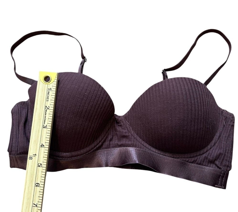 TAHARI Womens Purple Ribbed Padded Underwire Bra Size 34B 5