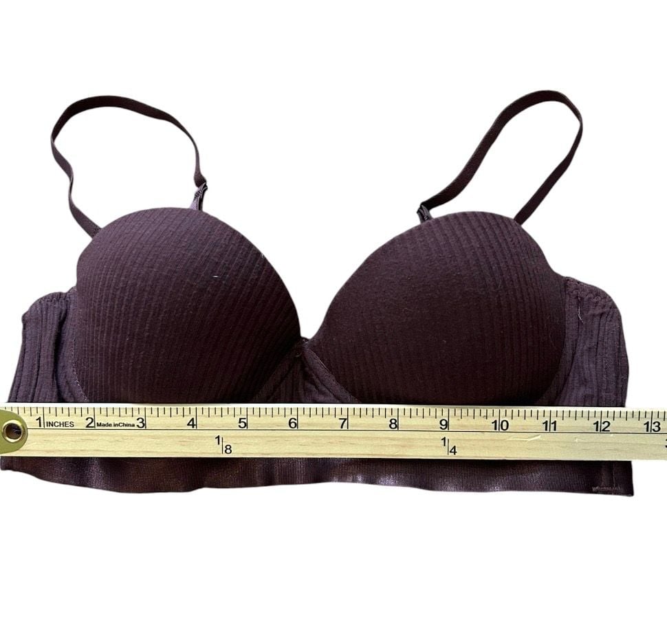 TAHARI Womens Purple Ribbed Padded Underwire Bra Size 34B 6