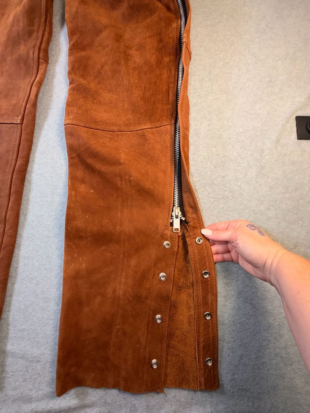 Bikers Leather Stuff Brown Suede Leather Motorcycle Chaps 12