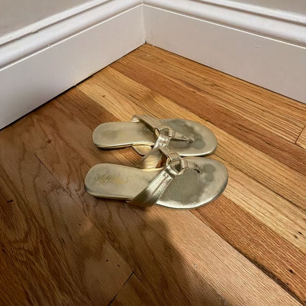 Lilly Pulitzer Mckim Wedge Sandal Gold Metallic size 6