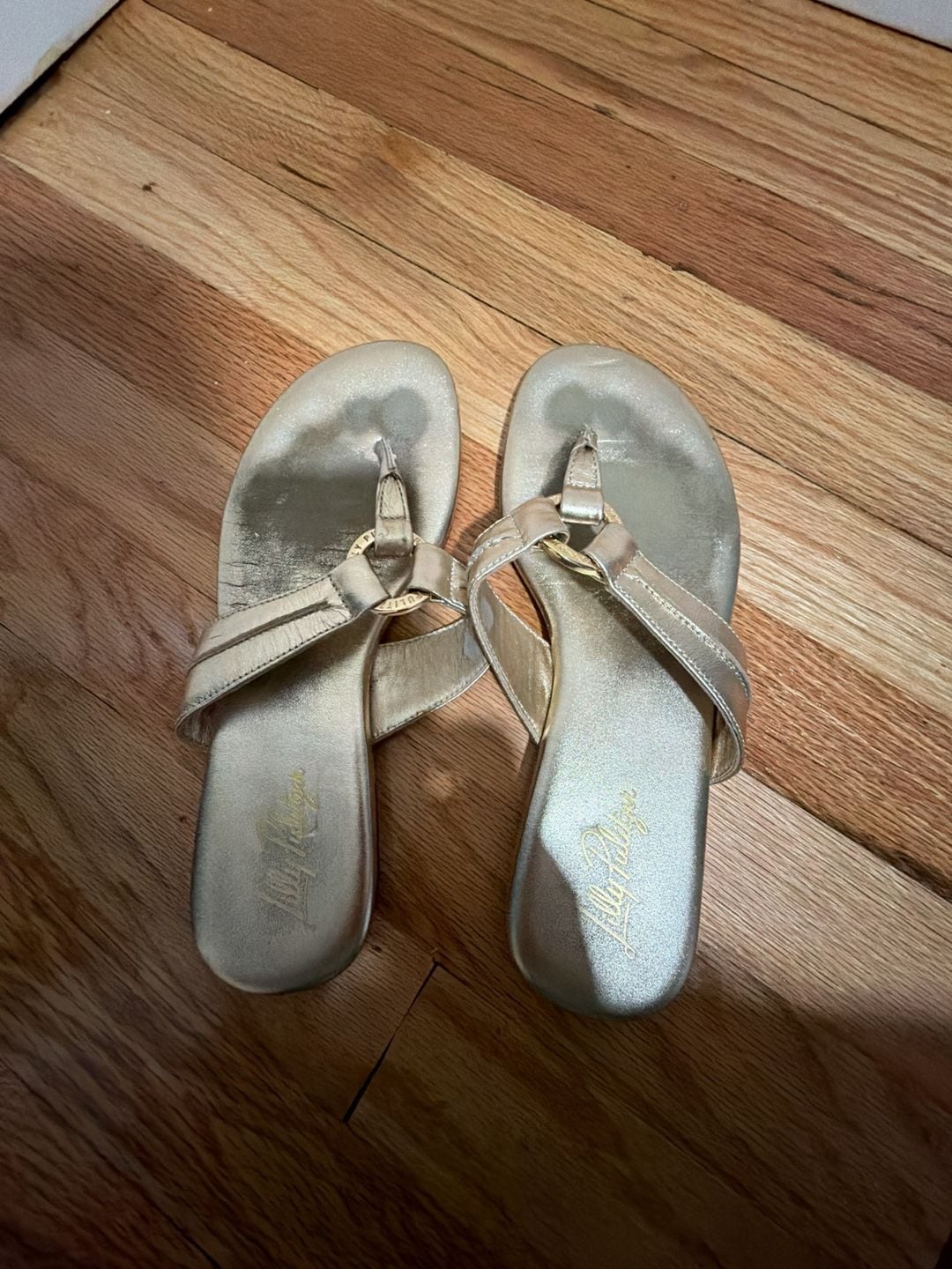 Lilly Pulitzer Mckim Wedge Sandal Gold Metallic size 6 3