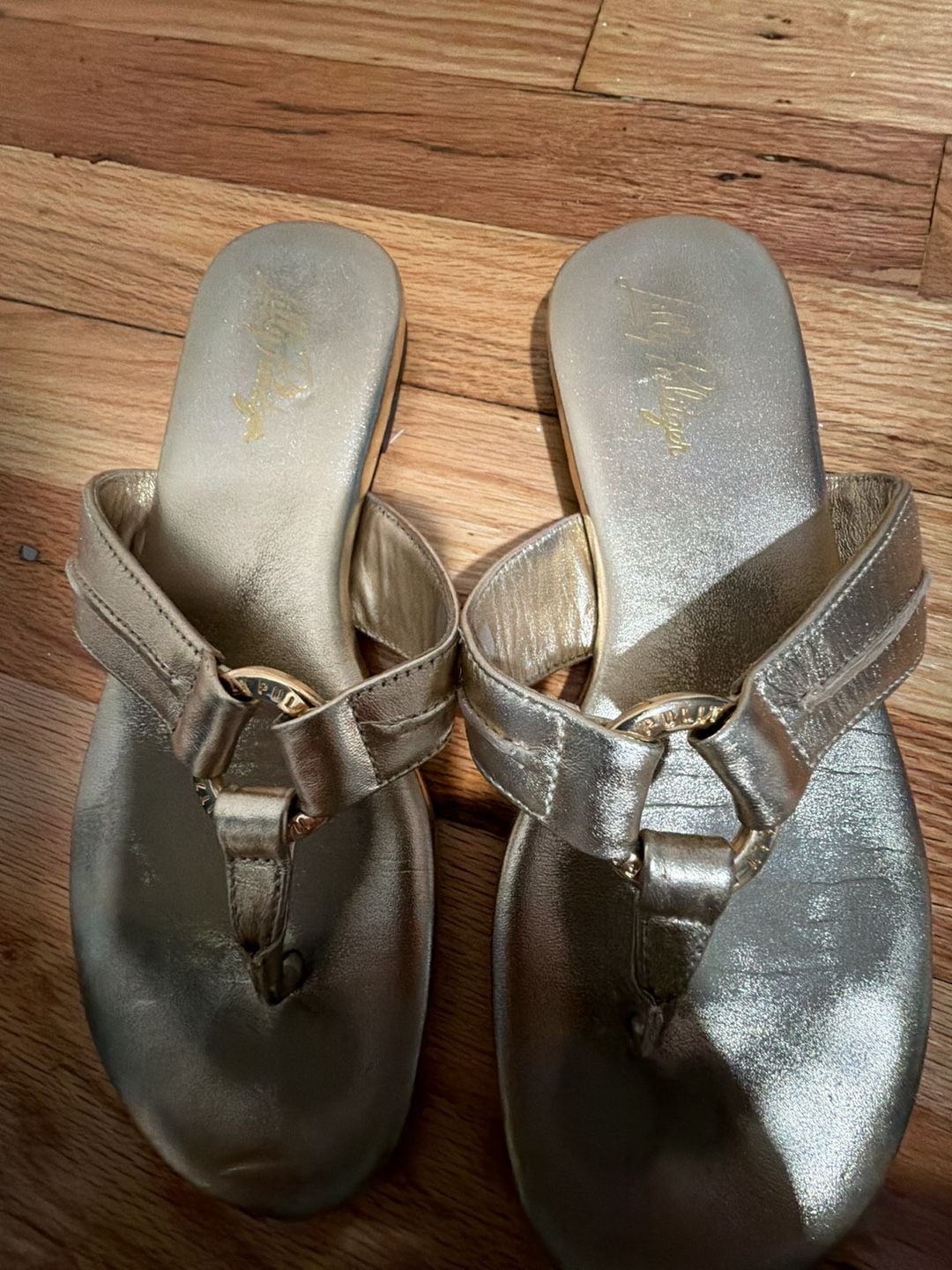 Lilly Pulitzer Mckim Wedge Sandal Gold Metallic size 6 5
