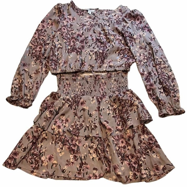 Pippa & Julie Girls Floral Sparkle Crop Top and Tiered Skirt Two-Piece Set Size 14