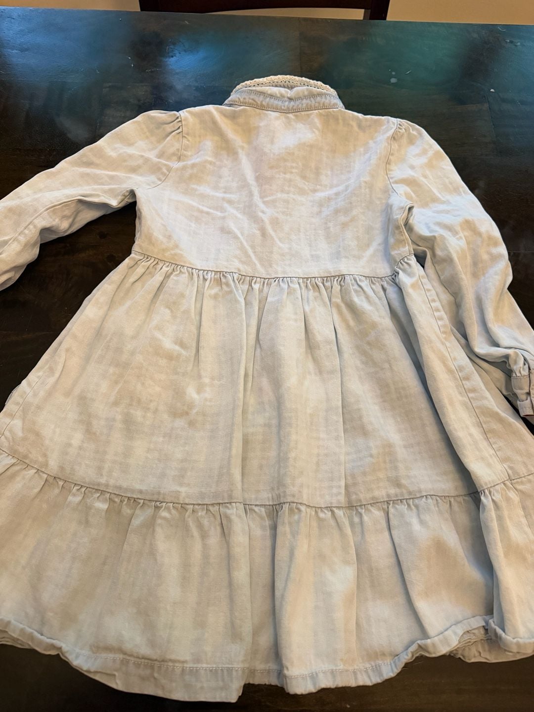 Matilda Jane Heart to Heart Walk the Line Chambray Tiered Dress Girls size 3 8