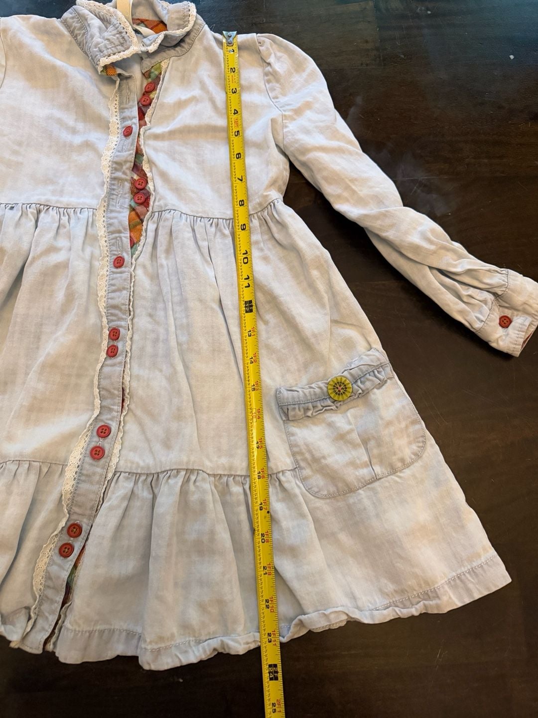 Matilda Jane Heart to Heart Walk the Line Chambray Tiered Dress Girls size 3 9