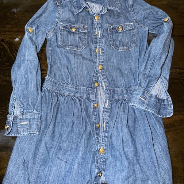 Polo Ralph Lauren Girls Denim Dress Size 7 Long Sleeve Button Up