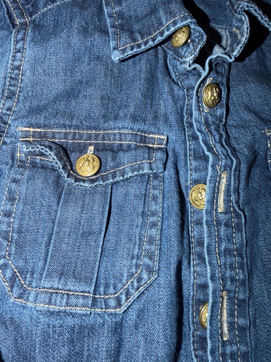 Polo Ralph Lauren Girls Denim Dress Size 7 Long Sleeve Button Up 4