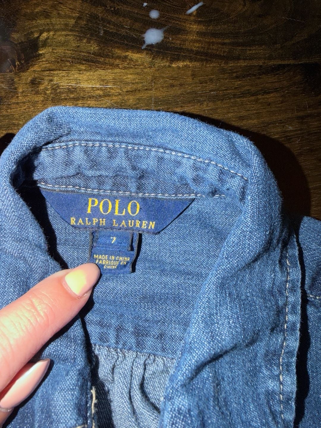 Polo Ralph Lauren Girls Denim Dress Size 7 Long Sleeve Button Up 6