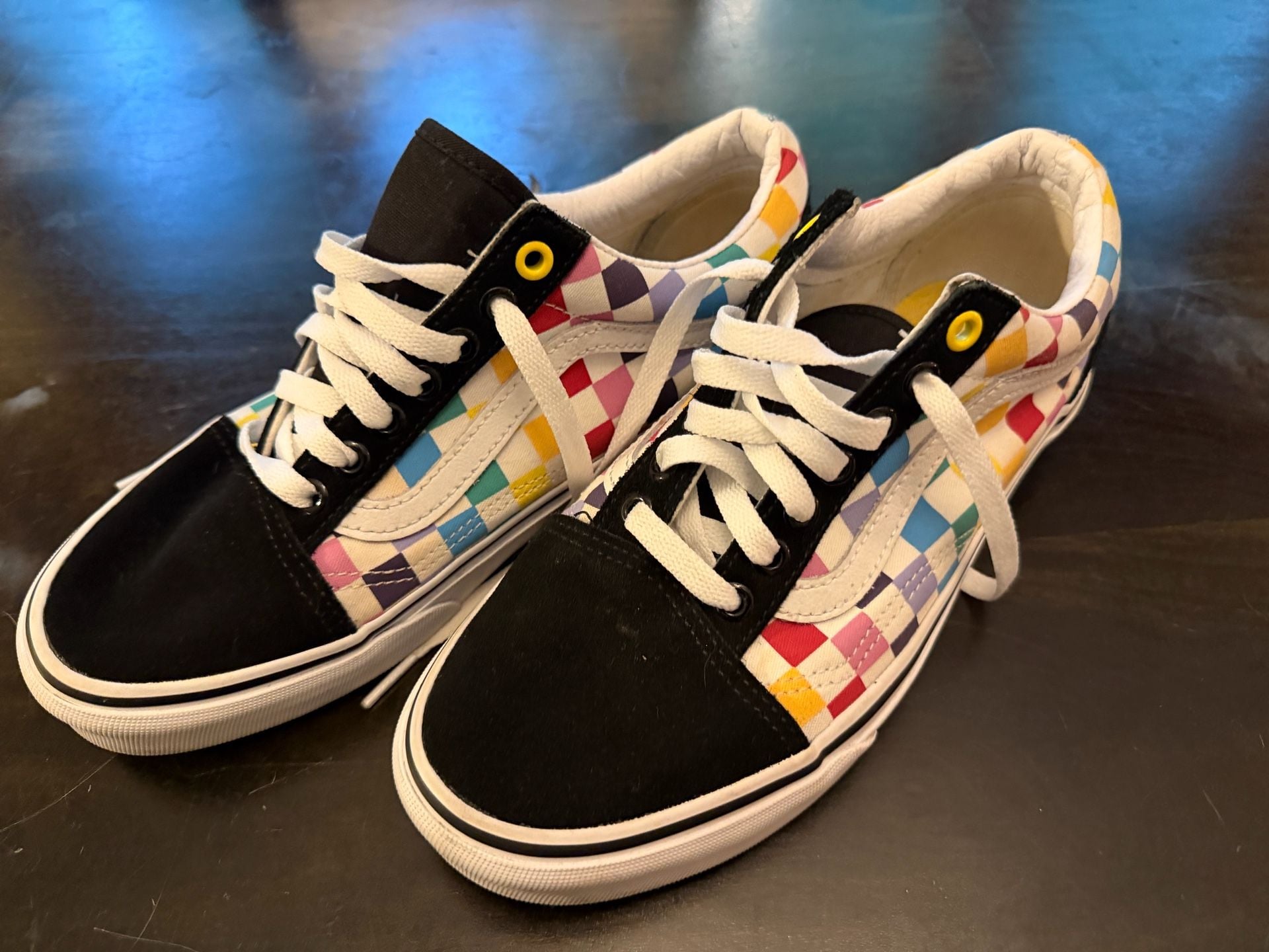 Vans Old Skool Rainbow Checkerboard Skate Shoes Multi-Color 2