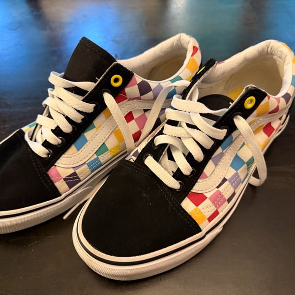 Vans Old Skool Rainbow Checkerboard Skate Shoes Multi-Color
