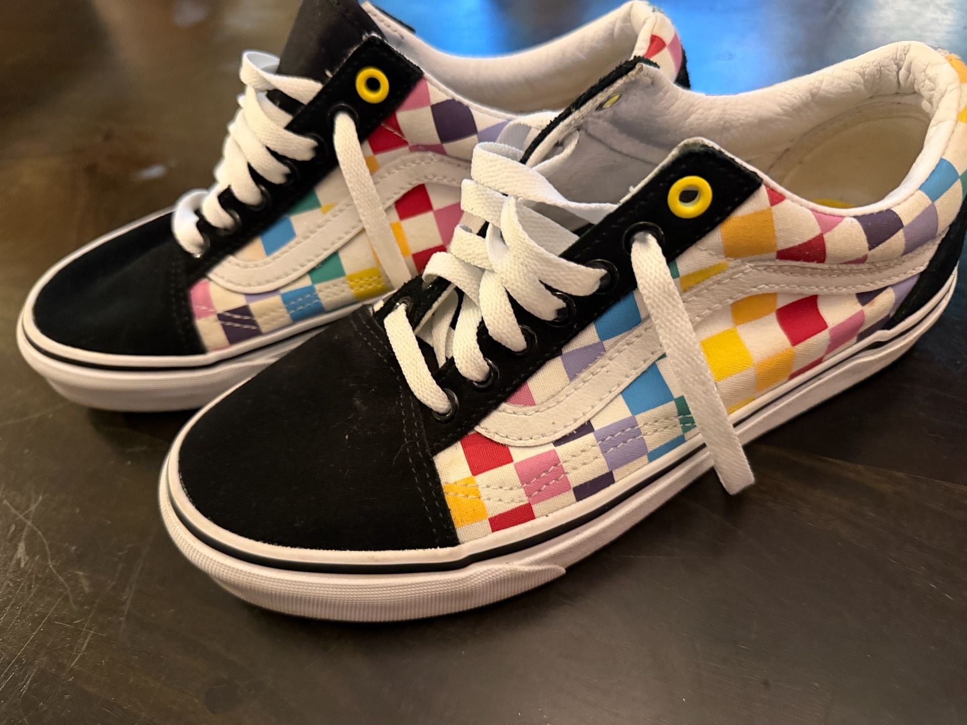 Vans Old Skool Rainbow Checkerboard Skate Shoes Multi-Color 3