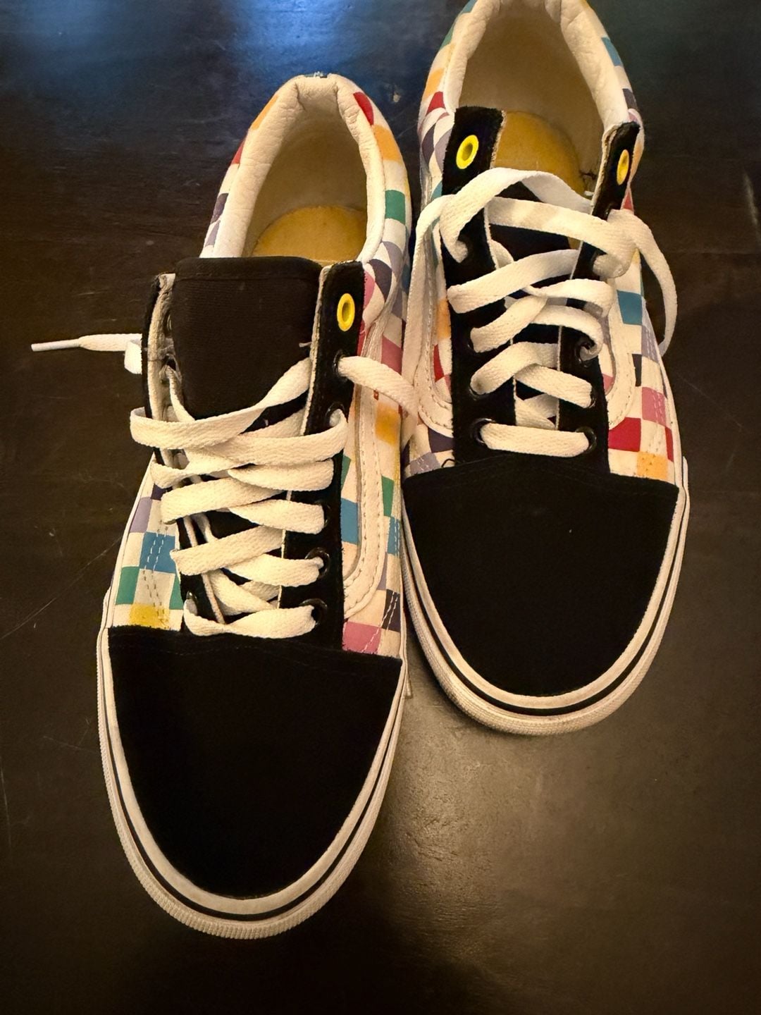Vans Old Skool Rainbow Checkerboard Skate Shoes Multi-Color 4