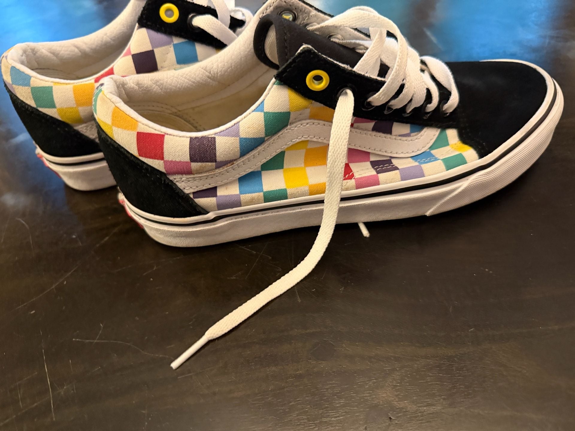 Vans Old Skool Rainbow Checkerboard Skate Shoes Multi-Color 5
