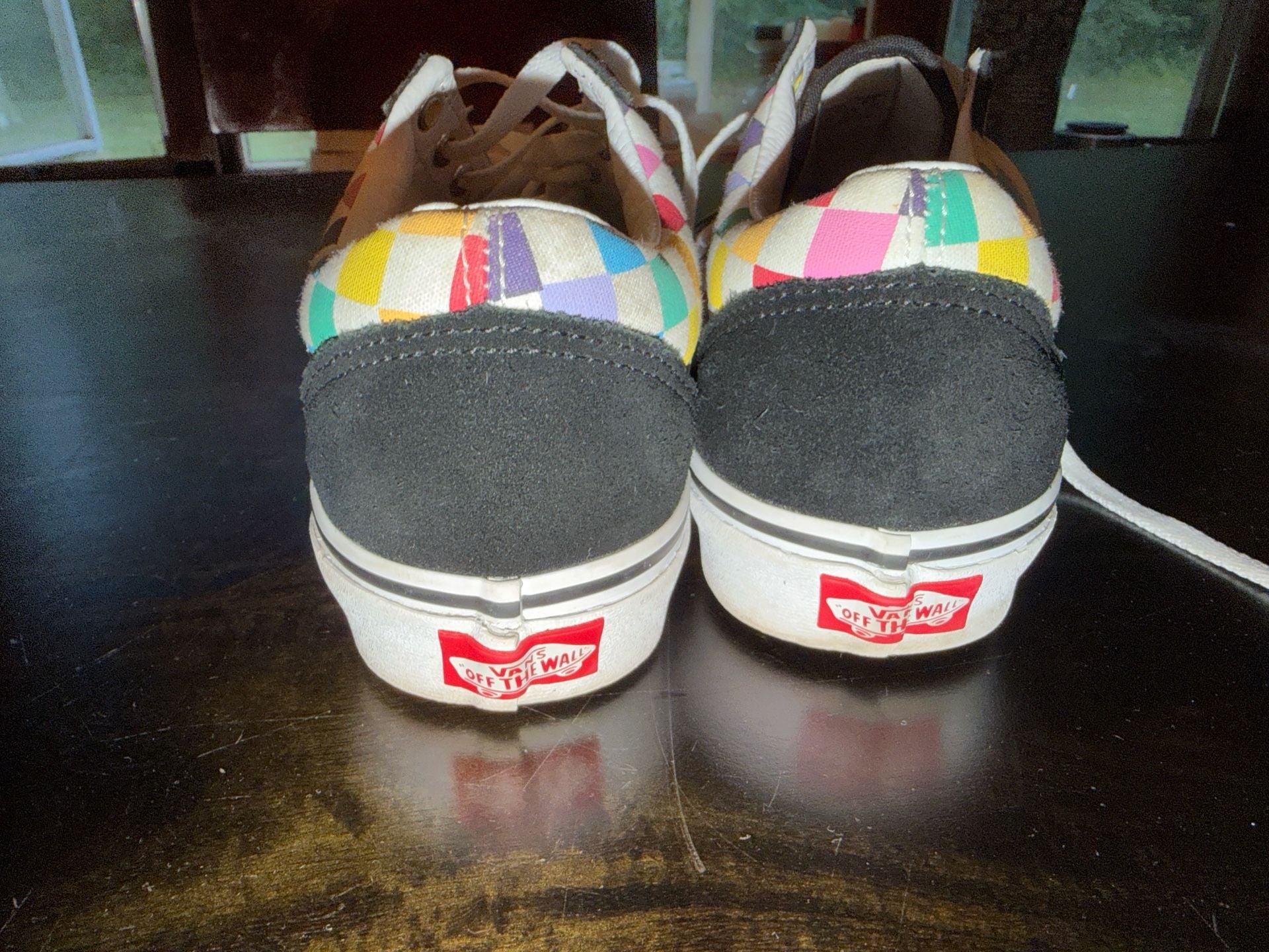 Vans Old Skool Rainbow Checkerboard Skate Shoes Multi-Color 6