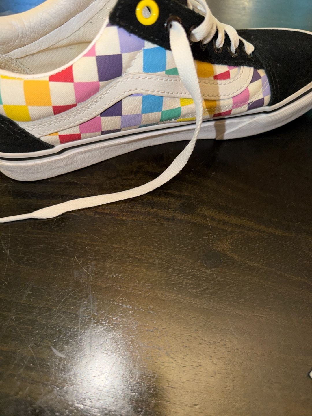 Vans Old Skool Rainbow Checkerboard Skate Shoes Multi-Color 10