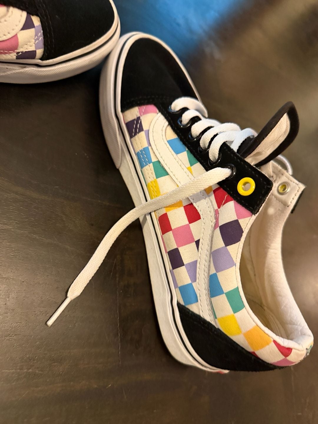 Vans Old Skool Rainbow Checkerboard Skate Shoes Multi-Color 11