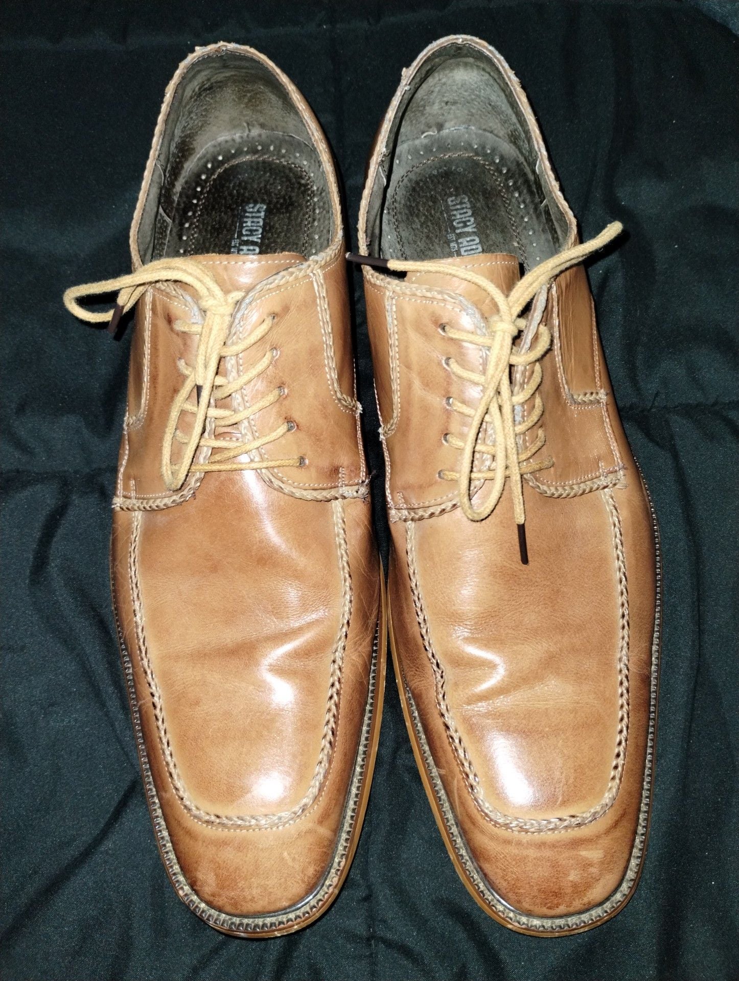 Stacy Adams Men's Tan Leather Square Toe Lace-Up Dress Shoes 2