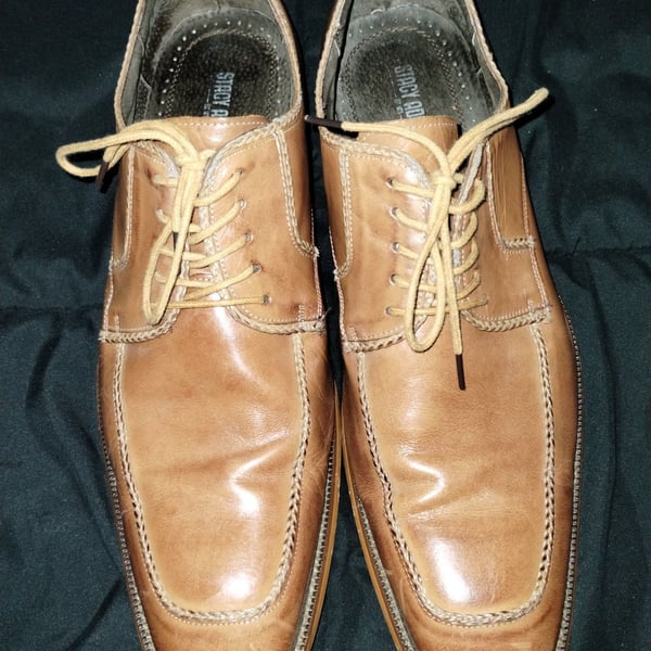 Stacy Adams Men's Tan Leather Square Toe Lace-Up Dress Shoes