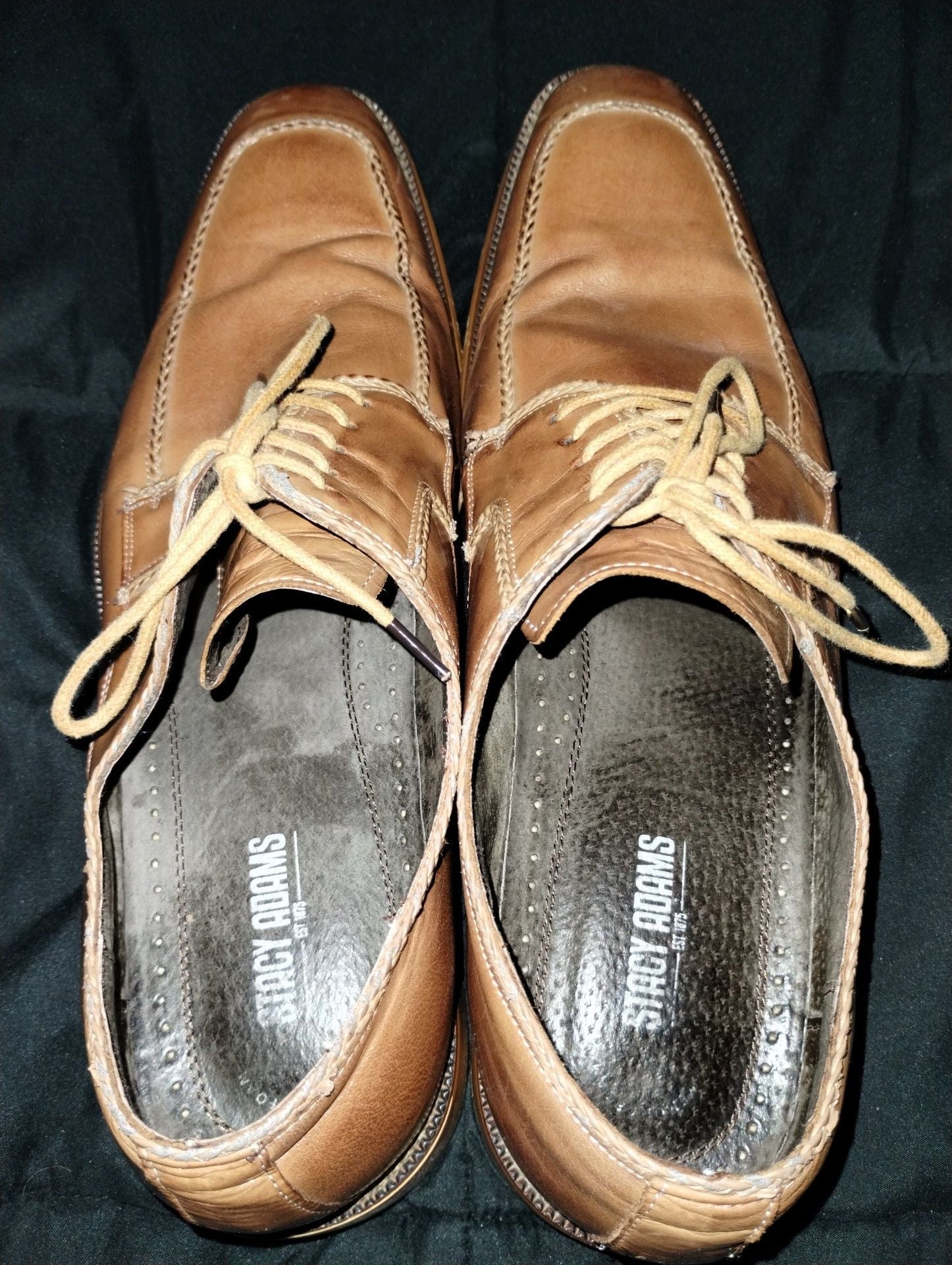 Stacy Adams Men's Tan Leather Square Toe Lace-Up Dress Shoes 3