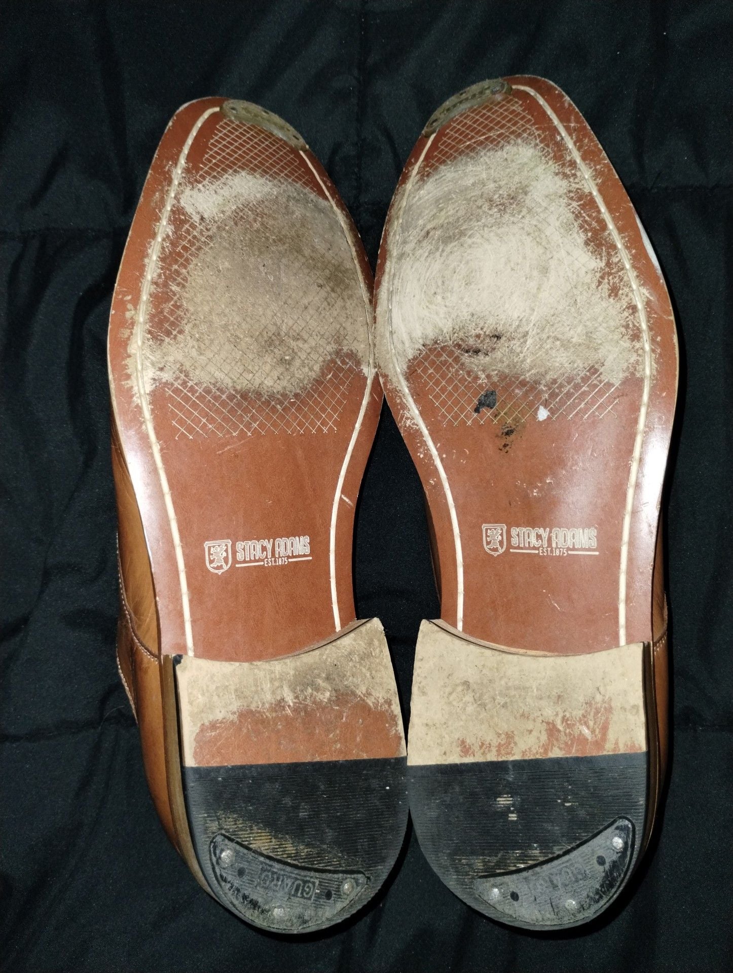 Stacy Adams Men's Tan Leather Square Toe Lace-Up Dress Shoes 4