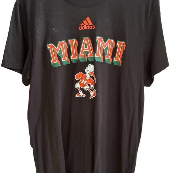 Adidas Miami Hurricanes Sebastian The Ibis T-Shirt Black Size L